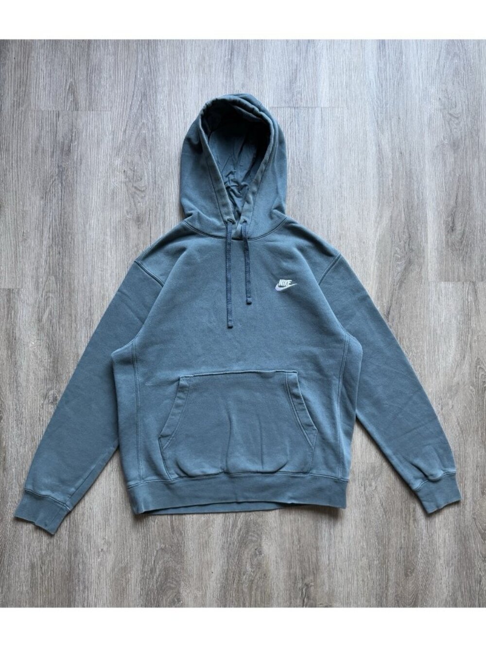 Rare Vintage Y2K Nike Mini Swoosh Hoodie Blue Green Medium Sports Gym Run Hype